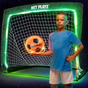 Light Up Glow in The Dark Soccer Ball Soccer Net | Football Gift for Boys Girls Kids Teens & Youths