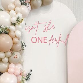 Isn't She Onederful First Birthday Party Sticker, Girl's 1st Birthday Decorations, Pink Vinyl, Modern, Contemporary, Wall Sticker