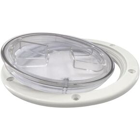 6 inch Boat Deck Plate Hatch White Nylon Round Non Slip Inspection Hatch with Detachable Clear Cover