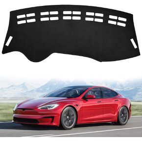 Suede Dashboard Cover Compatible with Tesla Model S (2014-2021) Interior Accessories Pad Dash Mat Dashboard Wrap Trim Protection Decorative Mats Light-Proof Pads Cushion Performance (Black)
