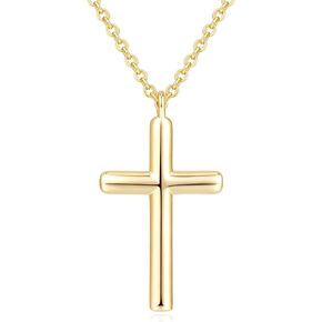 Cross Necklace for Women Gold Cross Necklaces for Women 14K Gold Cross Necklace Dainty Gold Cross Chain Halo Gold Corss Pendant Communion Baptism Confirmation Gifts for Women Girls