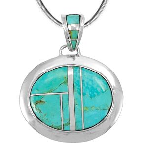 Turquoise Necklace Pendant 925 Sterling Silver Genuine Gemstones (20" Length)