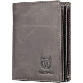 BULLCAPTAIN RFID Blocking Bifold Wallet For Men Genuine Leather Extra Capacity Mens Bifold Wallet With Widening Design QB027
