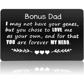 Step Dad Gifts Fathers Day Gift Engraved Wallet Insert Card for Step Dad Stepfather Bonus Dad Christmas Birthday Gifts Step Dad Gifts from Daughter Son