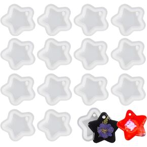 15pcs Star Jewelry Casting Molds, Silicone Pendant Keychain Resin Moulds with Hanging Hole, Jewelry Making DIY Craft Tools