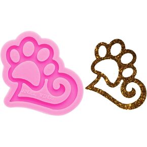 Shiny Glossy Cute Bear Foot Paw and Heart Shape Keychain Silicone Mold Epoxy Resin Keychain Molds Jewellery Silicone Mold Resin Crafting molds for Pendant Fondant Mold Cake Topper Decoration