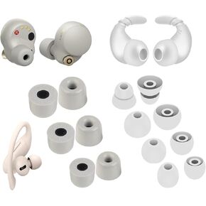 [8 Pairs] WF-1000XM5 WF-1000XM4 Ear Hooks Tips 【 Memory Foam & Silicone 】 Soft Replacement Comfortable Earbud Tips Wingtip Compatible with Sony WF-C700N WF-C500, 23515H