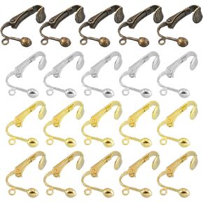 uxcell Clip-on Earring Converter, 40Pcs - Copper Plating Clip-on Earring Findings with Easy Open Loop (Imitation Gold, White, Gold, Bronze)