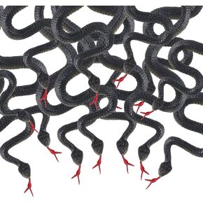 Leitee 50 Pcs Rubber Snakes 17.7 Inch Black Plastic Snake Realistic Fake Snake Bulk Garden Props for Keep Birds Away Pranks Halloween Decoration