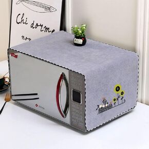 Microwave Oven Cover Dust Oil Proof Cotton Linen Waterproof Fabric Cloth Machine Protector Decorative Kitchen Appliance Cover 13.7x39.3 inches Flower - Khaki