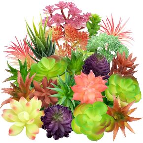 Colorful Succulents Plants Artificial, 22PCS Mini Artificial Succulents, Fake Succulents Plant for DIY Crafting Home Garden Office Party Decoration, Colorful
