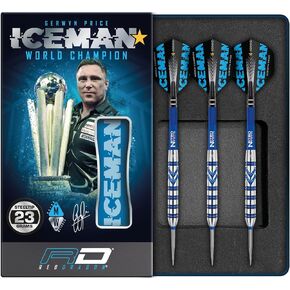 RED Dragon Gerwyn Price Iceman Originals - Tungsten Dartpfeile Set mit Flights and Schäfte (Stems)