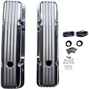 Finned Polished Aluminum Short Valve Covers for SB Chevy 327 350 383 400