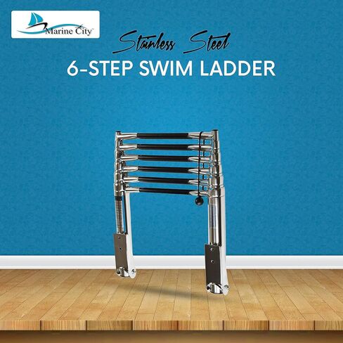 MARINE CITY Stainless Steel Sleek Compact Durable and Sturdy 6-Step Telescoping Swim Ladder Easy Install for Boats – Marines – RVs – Ships (Pack of 1) in Saudi Arabia