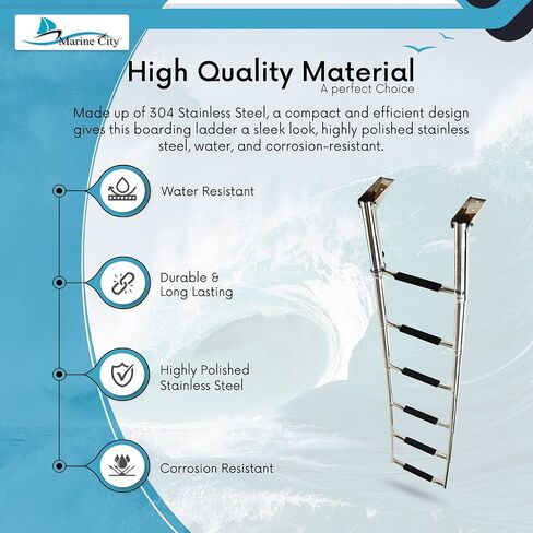 MARINE CITY Stainless Steel Sleek Compact Durable and Sturdy 6-Step Telescoping Swim Ladder Easy Install for Boats – Marines – RVs – Ships (Pack of 1) in Saudi Arabia