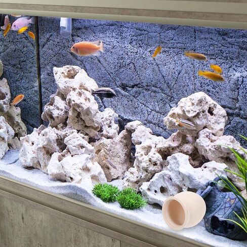 Pet Hide House Small Fish Breeding Cave Black Fish Tank Decor Cave Caketopper Betta Fish Hideout Aquarium Cave White Plant Pot Small Animals Hiding Cave Pottery Hollow Ceramic Skin in Saudi Arabia