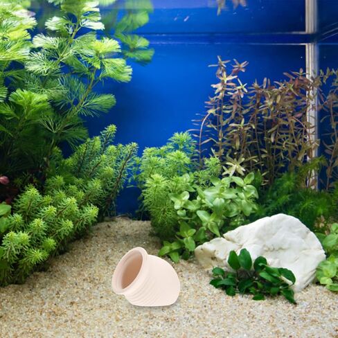 Pet Hide House Small Fish Breeding Cave Black Fish Tank Decor Cave Caketopper Betta Fish Hideout Aquarium Cave White Plant Pot Small Animals Hiding Cave Pottery Hollow Ceramic Skin in Saudi Arabia