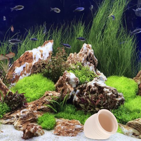 Pet Hide House Small Fish Breeding Cave Black Fish Tank Decor Cave Caketopper Betta Fish Hideout Aquarium Cave White Plant Pot Small Animals Hiding Cave Pottery Hollow Ceramic Skin in Saudi Arabia