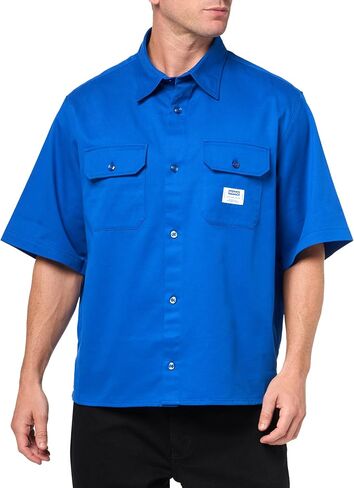 HUGO Men's Front Pocket Cotton Twill Short Sleeve Button Down Shirt in Saudi Arabia