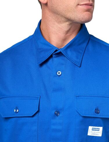 HUGO Men's Front Pocket Cotton Twill Short Sleeve Button Down Shirt in Saudi Arabia