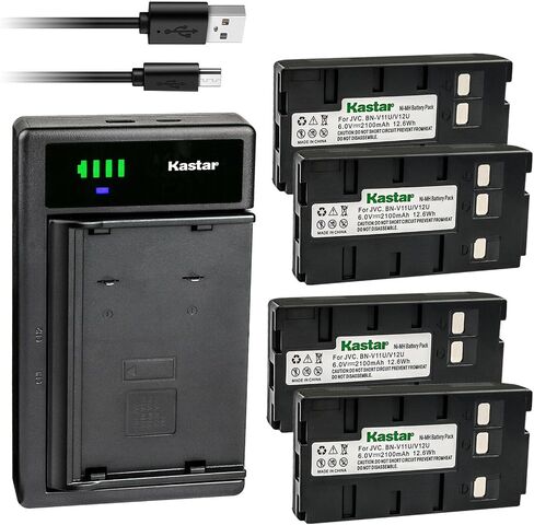 بطارية Kastar قطعة واحدة واستبدال شاحن USB ذكي لـ JVC GR-AX94U GR-AX940U GR-AX95 GR-AX96U GR-AX97U GR-AX970U GR-AXM1U GR-AXM10U GR-AXM100U GR-AXM1010U GR-AXM151US GR-AXM17US GR- AXM18US in Kuwait
