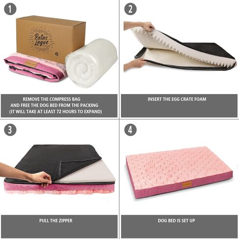 سرير كلب باتاس لاجو متقلب لتقويم العظام للكلاب المتوسطة مقاس 91.44 سم × 60.96 سم، أسرة كلاب متوسطة الحجم مقاومة للماء مع غطاء قابل للإزالة وقابل للغسل، حصيرة سرير للحيوانات الأليفة من إسفنج قفص البيض مع قاعدة مضادة للانزلاق، أسود in Kuwait