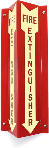 SmartSign “Fire Extinguisher" Projecting Sign, Fire Extinguisher with Arrow | 4" x 18" Polished Acrylic in Kuwait
