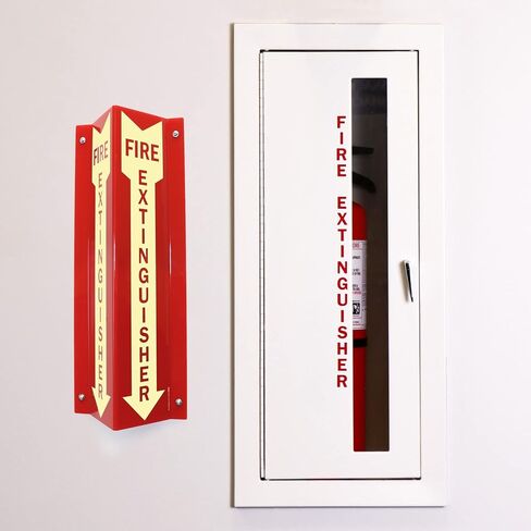 SmartSign “Fire Extinguisher" Projecting Sign, Fire Extinguisher with Arrow | 4" x 18" Polished Acrylic in Kuwait