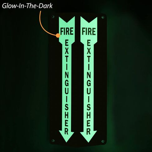 SmartSign “Fire Extinguisher" Projecting Sign, Fire Extinguisher with Arrow | 4" x 18" Polished Acrylic in Kuwait