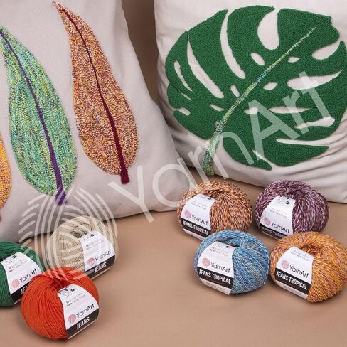 YarnArt Jeans Tropical Yarn - Variegated Fine Cotton Yarn, 50g/174yds, Soft, Amigurumi, Crocheting, Turkish, 55% Cotton - 45% PAC (Poliacrylic) in Saudi Arabia