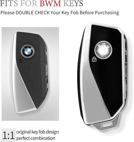 غطاء مفتاح Fob من OFFCURVE لسيارة BMW، حافظة مفاتيح سيارة خاصة متوافقة مع BMW I7 M Sport 2023 X7 i7 xi X1 IX M5 7 Series 735Li 740 4 أزرار ذكية لحامل المفاتيح الذكية، أسود in Kuwait