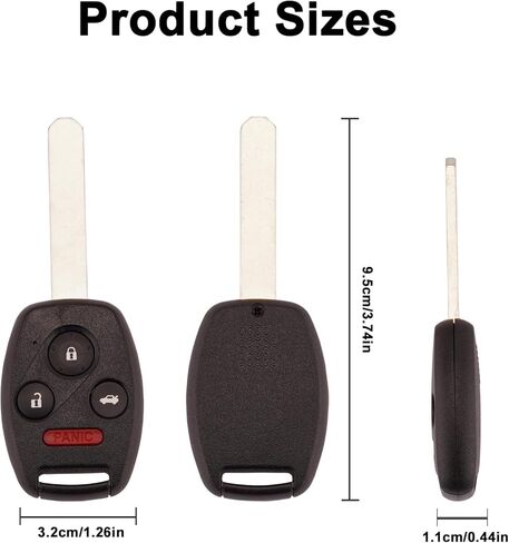لاستبدال مفتاح Honda Key Fob مع حلقة مفاتيح متوافقة مع Honda Civic EX Si Hybrid 2006-2013 Mdx 2007-2013 4 أزرار للتحكم عن بعد للدخول بدون مفتاح N5F-S0084A 35111-SVA-306، عبوتان (Hod-4R) in Kuwait