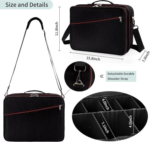 Extra Large Makeup Case, XL Makeup Bag Organizer Travel Cosmetic Case Portable Artist Storage Bag with Washable Plastic Divider and Heat Insulation Layer For Lipstick Makeup Toiletry Accessories Black in Saudi Arabia