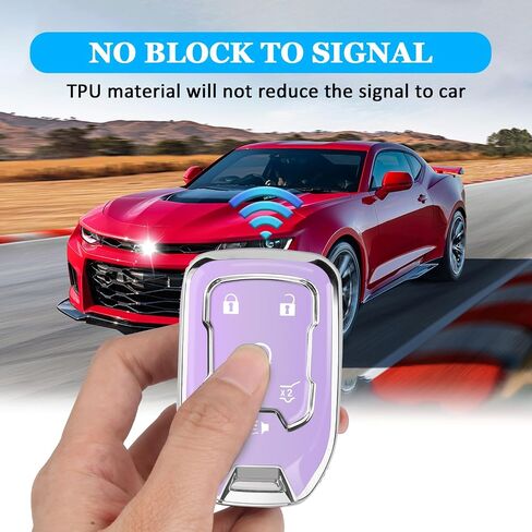 غطاء مفتاح Chevy Key Fob مع سلسلة مفاتيح، حافظة مفاتيح ناعمة للحماية الكاملة لسيارة شيفروليه سيلفرادو سوبربان تاهو جي إم سي أكاديا تيرين يوكون سييرا 1500 2500 3500 HD، 6 أزرار (أزرق) in Kuwait