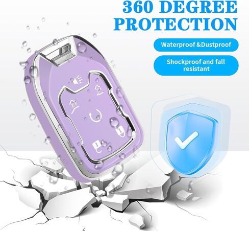 غطاء مفتاح Chevy Key Fob مع سلسلة مفاتيح، حافظة مفاتيح ناعمة للحماية الكاملة لسيارة شيفروليه سيلفرادو سوبربان تاهو جي إم سي أكاديا تيرين يوكون سييرا 1500 2500 3500 HD، 6 أزرار (أزرق) in Kuwait