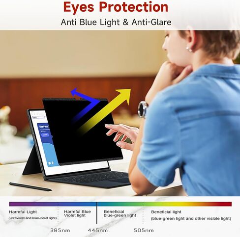 شاشة خصوصية مغناطيسية من Mamol متوافقة مع هاتف Samsung Galaxy Tab S7 FE 5G 2021 / Galaxy Tab S9 Plus 2023/Galaxy Tab S8 Plus 5G / Tab S7 Plus 12.4 بوصة، فلتر مضاد للضوء الأزرق/الوهج قابل للإزالة in Kuwait