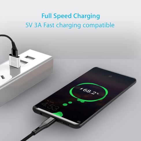 مجموعة مكونة من قطعتين من محول TEC USB من النوع C إلى USB A لنقل بيانات USB 5V 3A موصل شحن سريع متوافق مع MacBook Pro/Air/iPad Pro 2020/Surface/Sony Xperia/Samsung/MagSafe Charger، فضي in Kuwait