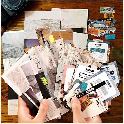 Vilikya 60pcs Travel Scrapbook Supplies, Mini Travel Stickers for Scrapbooking, Aesthetic Mixed Scrapbook Materials Include Decorative Paper for Vintage Ephemera for Junk Journals, Bullet Journaling in Kuwait