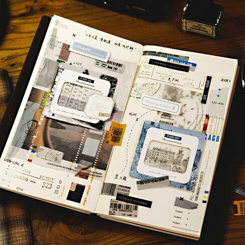 Vilikya 60pcs Travel Scrapbook Supplies, Mini Travel Stickers for Scrapbooking, Aesthetic Mixed Scrapbook Materials Include Decorative Paper for Vintage Ephemera for Junk Journals, Bullet Journaling in Kuwait