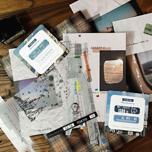 Vilikya 60pcs Travel Scrapbook Supplies, Mini Travel Stickers for Scrapbooking, Aesthetic Mixed Scrapbook Materials Include Decorative Paper for Vintage Ephemera for Junk Journals, Bullet Journaling in Kuwait