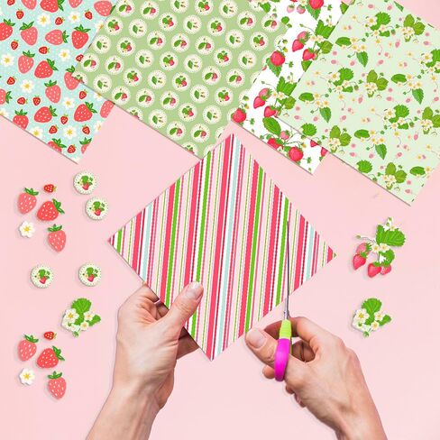 Strawberry Theme 6-inches Scrapbooking Paper, 24 Sheets Single-Side Printing Junk Journal Cardstock for Card Making Decorative Mails Art Album, A in Kuwait