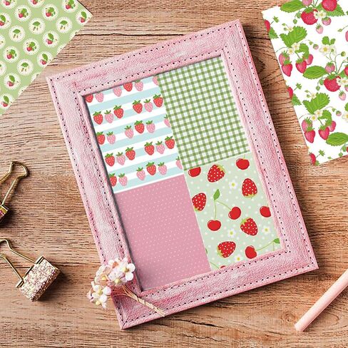 Strawberry Theme 6-inches Scrapbooking Paper, 24 Sheets Single-Side Printing Junk Journal Cardstock for Card Making Decorative Mails Art Album, A in Kuwait