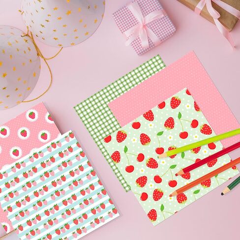 Strawberry Theme 6-inches Scrapbooking Paper, 24 Sheets Single-Side Printing Junk Journal Cardstock for Card Making Decorative Mails Art Album, A in Kuwait