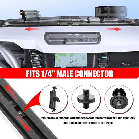 حامل هاتف لوحدة التحكم المركزية من Mabett، دعامة متعددة الوظائف لسيارة Ford Bronco 2021 2022 2023 2024 2/4 باب حامل ألومنيوم منزلق يناسب الهاتف الذكي وحامل Gopro in Kuwait