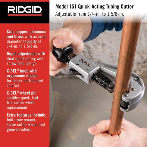 Ridgid 57008 Copper Tubing Cutter and SharkBite Depth Gauge & Deburring Tool for 1/4" to 1" PEX, CPVC, Copper Pipe in Saudi Arabia