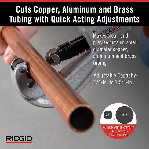 Ridgid 57008 Copper Tubing Cutter and SharkBite Depth Gauge & Deburring Tool for 1/4" to 1" PEX, CPVC, Copper Pipe in Saudi Arabia