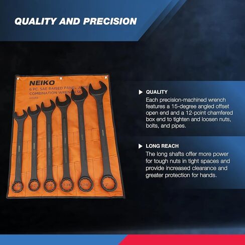Neiko 03580A Super Thin SAE Wrench Set, 3-4mm Thick, 5 Piece, Double Open Ended, Standard Span, Slim Profile in Saudi Arabia