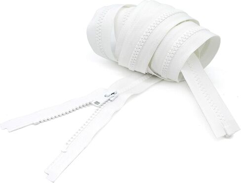 YKK 10" - 72" Vislon Zipper 3 Light Weight Molded Plastic Separating Color 501 White by Each (Select Length) (Length 10 inches) in Saudi Arabia
