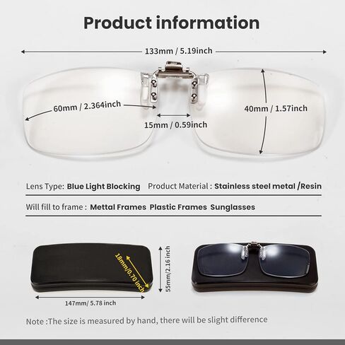 نظارات القراءة ذات مشبك حجب الضوء الأزرق للرجال والنساء، مكبرة للنظارات بدون إطار (شفاف، 1.5، ×) in Kuwait