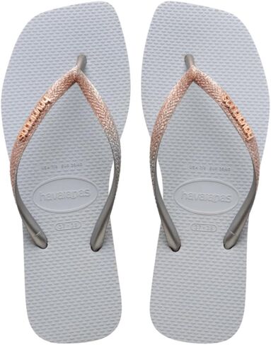 صنادل نسائية مربعة لامعة من Havaianas باللون الرمادي in Kuwait